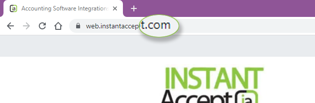 .com domain extension example with Instant Accept.